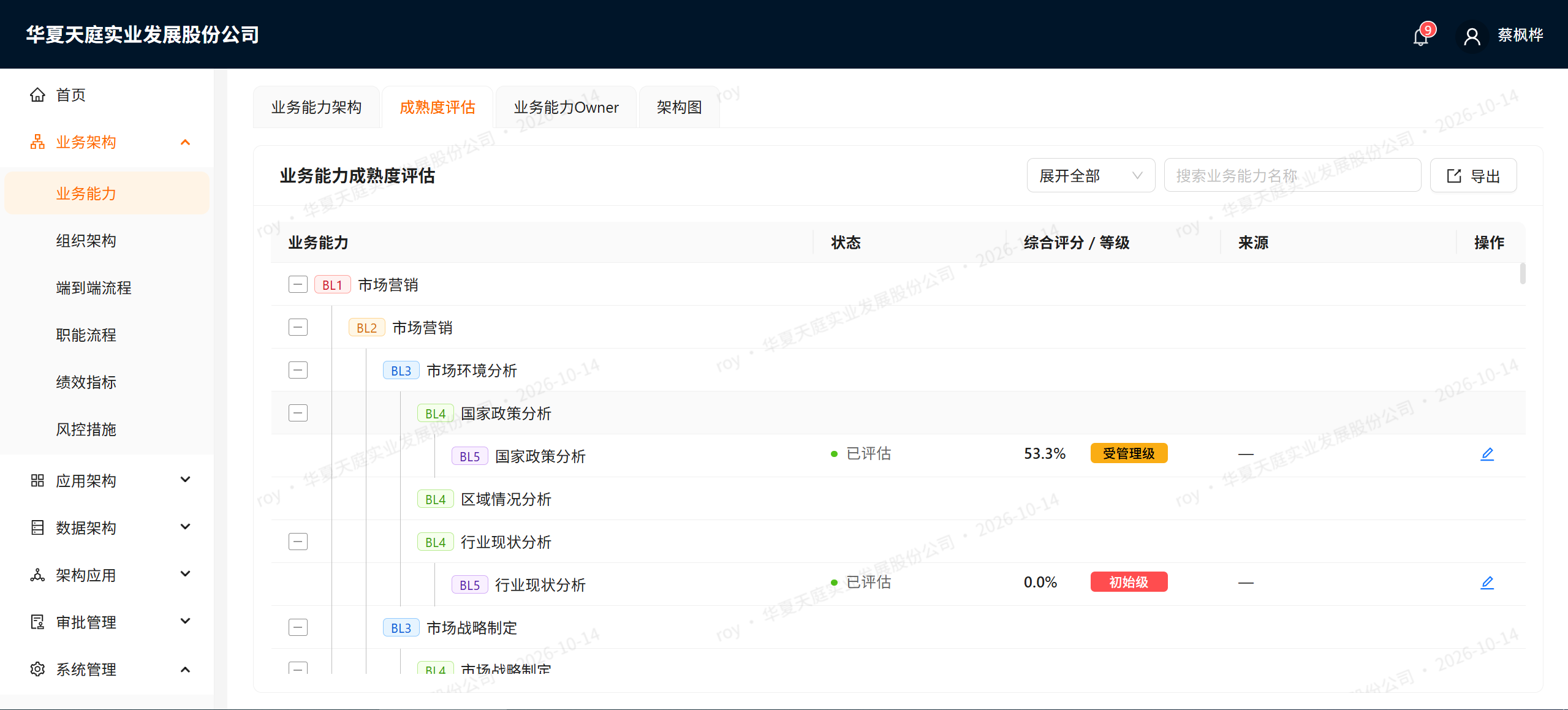 成熟度评估打分界面